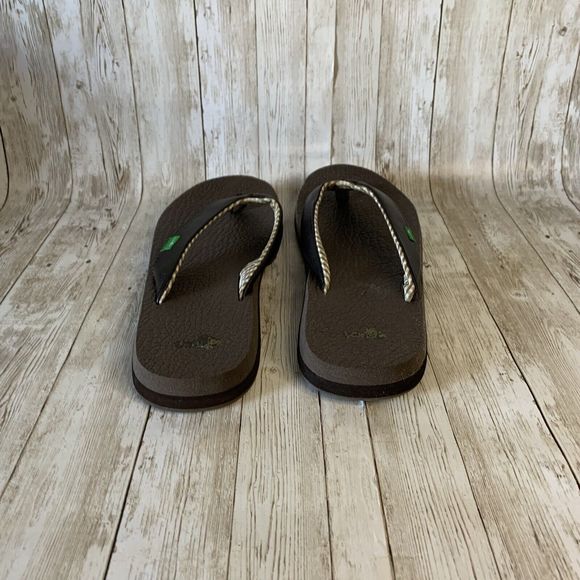 Sanuk Women's Yoga Mat Sandals Brown Size 9 Flip Flops Shoes - Picture 3 of 8
